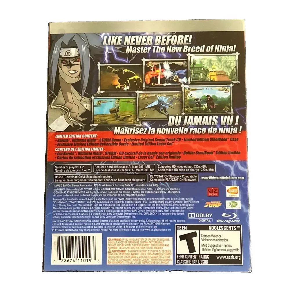 Naruto Ultimate Ninja Storm PlayStation 3 Limited Edition Steelbook Tested Works